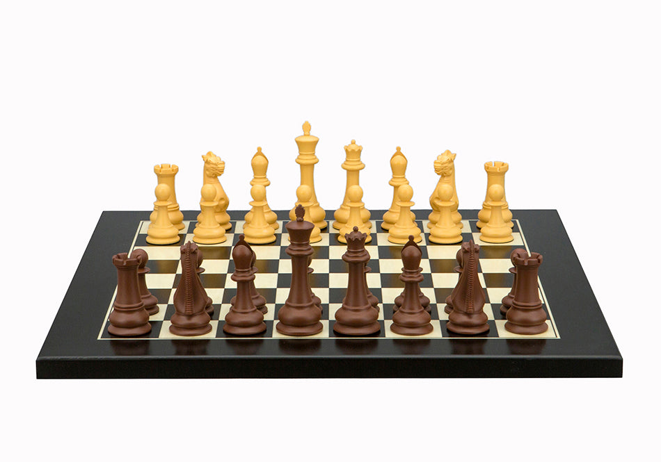 Dal Rossi Italy Chess Set Black / Erable Flat Board 40cm, With Queen's Gambit Style Chessmen 90mm