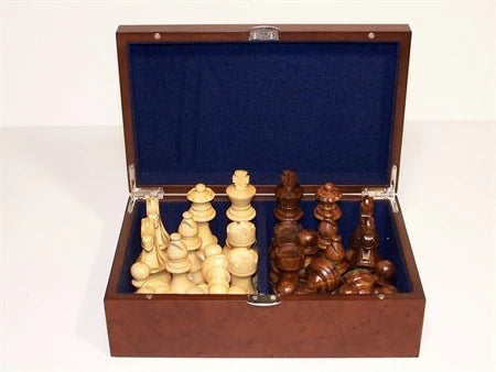 Dal Rossi Italy Chess Pieces - French lardy, Boxwood and Sheesham wood 85mm "Double Weighted" plus Storage Box