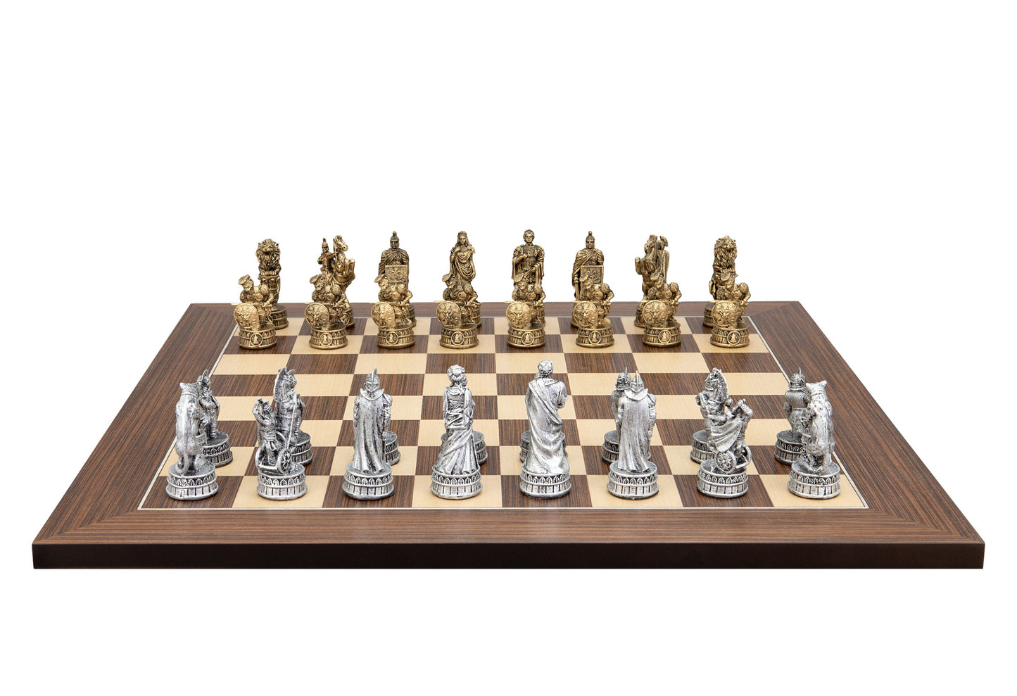 Dal Rossi Italy Roman Chessmen on a Palisander / Maple, 50cm Chess Board