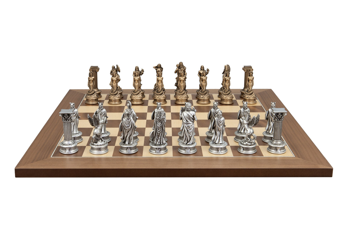 Dal Rossi Italy European Warriors on a Walnut Inliad, 50cm Chess Board