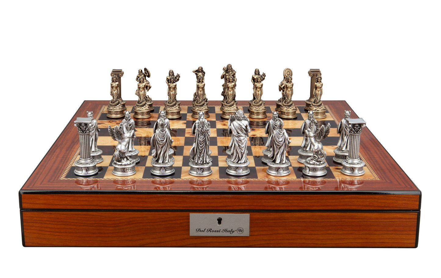 Dal Rossi Italy European Warriors on a Walnut Finish, Chess Box 20” with compartments