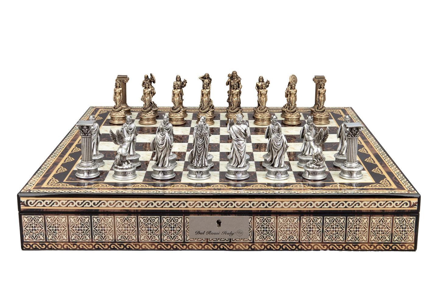 Dal Rossi Italy European Warriors on a Mosaic Finish, Chess Box 20” with compartments