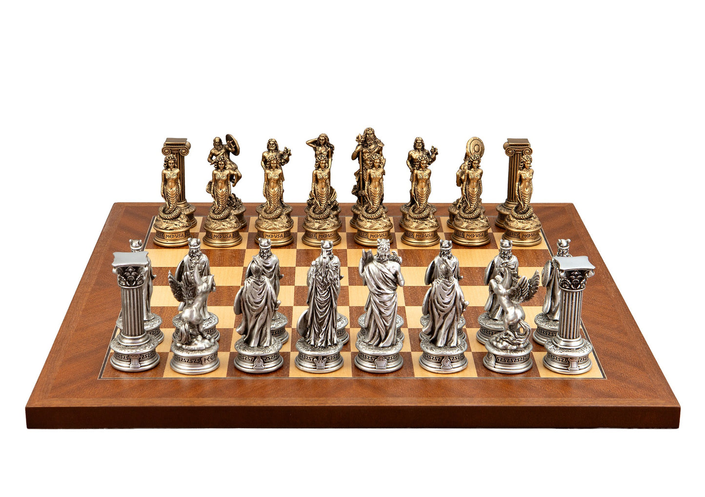 Dal Rossi Italy European Warriors on a Mahogany / Maple, 40cm Chess Board