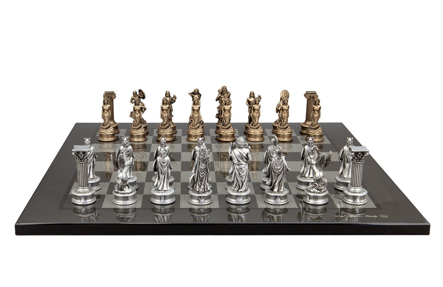 Dal Rossi Italy European Warriors on a Carbon Fibre Finish, 50cm Chess Board