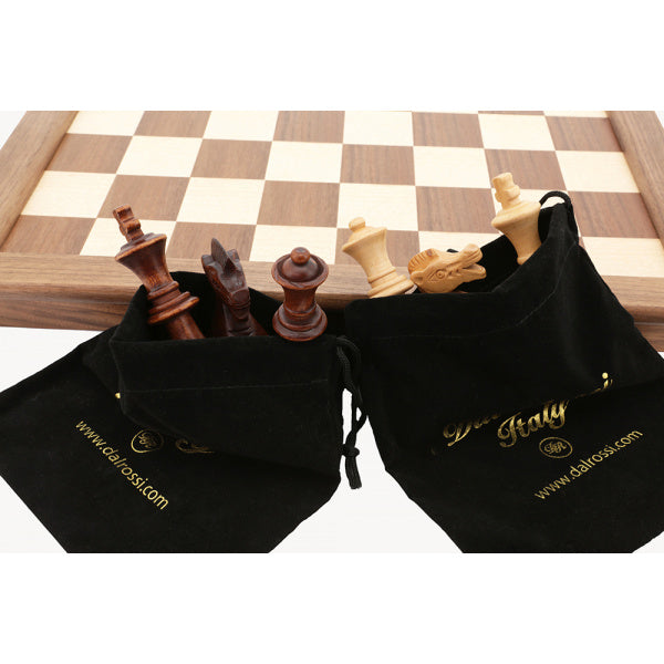 Dal Rossi Chess Set folding walnut, inlaid, 18"