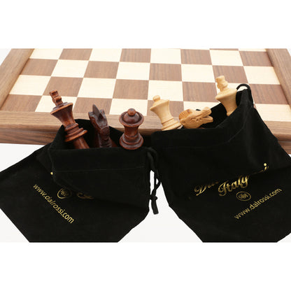 Dal Rossi Chess Set folding walnut, inlaid, 18"