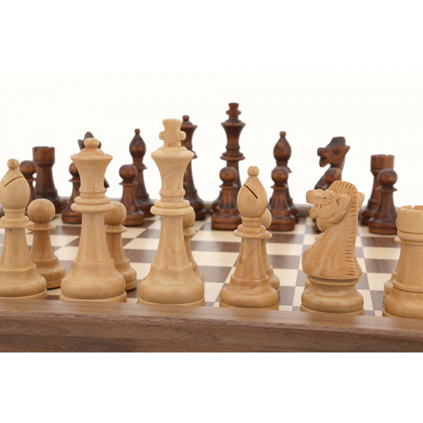 Dal Rossi Chess Set folding walnut, inlaid, 18"