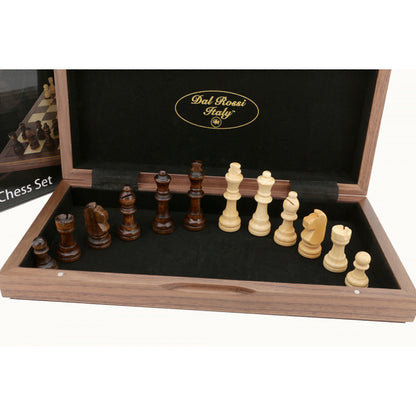 Dal Rossi Chess Set, folding, walnut inlaid, 12"