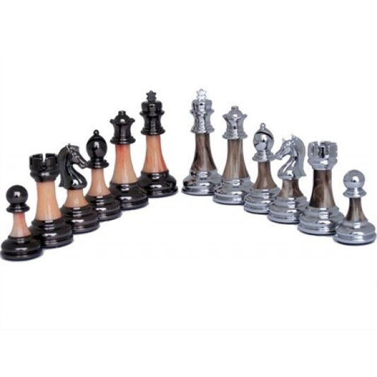 Dal Rossi Italy, Staunton Metal/Marble Finish Chessmen