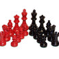 Chess Pieces - French lardy, Boxwood,red & black, 85mm Wood Double Weighted