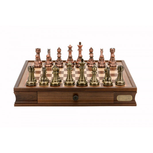 Dal Rossi Italy Chess Set 20", With Bronze & Copper Weighted Chess Pieces 101mm pieces