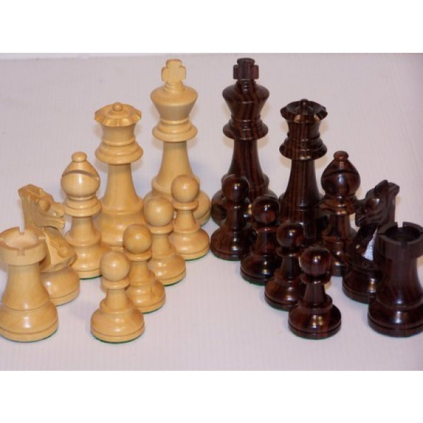 Chess Pieces - French lardy, Boxwood/Rosewood 95mm Wood Double Weighted