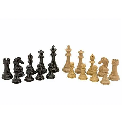 Dal Rossi Italy Black Ebony Wood Grain Finish and Box Wood Grain Finish Weight pieces 110mm Chess Pieces ONLY