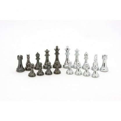 Dal Rossi Italy Chess Set, 50cm Board With Silver and Titanium Black Weighted Chess Pieces (101mm)