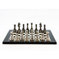 Dal Rossi Italy Chess Set Flat  Black/Erable Board 40cm, With Metal Dark Titanium and Silver chessmen 85mm