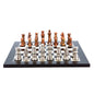 Dal Rossi Italy Chess Set Flat  Black/Erable Board 40cm, With Copper and Silver Weighted Metal Chess Pieces