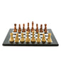 Dal Rossi Italy Chess Set Flat Black / Erable Board 50cm, Brown and Box Wood Grain Finish Chess Pieces 110mm