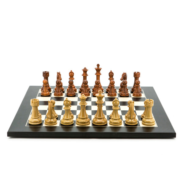 Dal Rossi Italy Chess Set Flat Palisander/Maple Board 50cm, Brown and Box Wood Grain Finish Chess Pieces 110mm