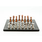 Dal Rossi Italy Chess Set Flat  Carbon Fibre Finish Board 40cm, With Metal Copper and silver Chessmen 80mm