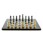 Dal Rossi Italy Chess Set Flat  Carbon Fibre Board 50cm, With Metal Dark Titanium and Gold Chessmen 110mm