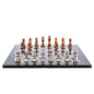 Dal Rossi Italy Chess Set Carbon Fibre Finish Flat Board 50cm, With Copper and Silver Weighted Metal Chess Pieces 85mm pieces