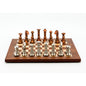 Dal Rossi Italy Chess Set Mahogany Maple Flat Board 40cm, With Metal Copper and silver Chessmen 80mm