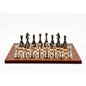 Dal Rossi Italy Chess Set Mahogany Maple Flat Board 40cm, With Metal Dark Titanium and Silver chessmen 85mm