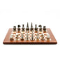 Dal Rossi Italy Chess Set Mahogany Maple Flat Board 50cm, With Metal Dark Titanium and Silver 90mm Chessmen