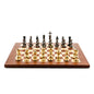 Dal Rossi Italy Chess Set Mahogany Maple Flat Board 50cm, With Metal Dark Titanium and Gold Chessmen 110mm