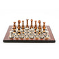 Dal Rossi Italy Chess Set Flat  Walnut Shiny Finish Board 40cm, With Metal Copper and silver Chessmen 80mm