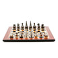 Dal Rossi Italy Chess Set Walnut Finish Flat Board 50cm, With Metal Dark Titanium and Silver 90mm Chessmen