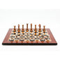 Dal Rossi Italy Chess Set Flat  Walnut Shiny Finish Board 50cm, With Metal Copper and silver Chessmen 80mm