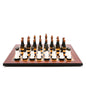 Dal Rossi Italy Chess Set Flat  Walnut Finish 50cm, With Black and White with Copper and Gun Metal Gray Tops and Bottoms Chess Pieces 110mm