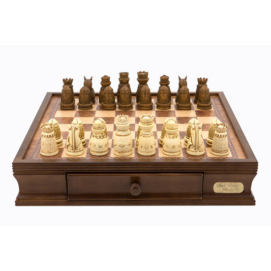 Dal Rossi Chess/check, box/board, medieval, walnut, 16"