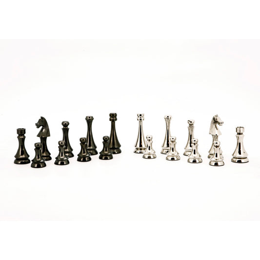 Dal Rossi Italy Chess Pieces Metal Dark Titanium and Silver 85mm Chessmen ONLY