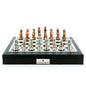 Dal Rossi Italy Chess Set 18” With Black PU Leather Edge with compartments, With Copper &amp; Silver Weighted Metal 85mm Chess Pieces