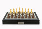 Dal Rossi Italy Chess Set 18” Black and White with Black PU Leather Edge with compartments, With Queens Gambit chessmen 90mm