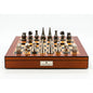 Dal Rossi Italy Chess Set Walnut Finish 20″ With Compartments, With Metal Dark Titanium and Silver 90mm Chessmen