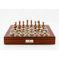 Dal Rossi Italy Chess Set Walnut Shinny Finish 20″ With Compartments, With Metal Copper and silver Chessmen 80mm