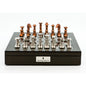 Dal Rossi Italy Chess Set Carbon Fibre Shinny Finish 16″ With Compartments, With Metal Copper and silver Chessmen 80mm