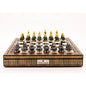 Dal Rossi Italy Chess Set Mosaic Finish 20″ With Compartments, With Gray and Green Gold and Silver Tops and Bottoms Chess Pieces 90mm