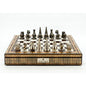 Dal Rossi Italy Chess Set Mosaic Finish 20″ With Compartments, With Metal Dark Titanium and Silver 90mm Chessmen