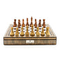 Dal Rossi Italy Chess Set Mosaic Shinny Finish 20″ With Compartments, Brown and Box Wood Grain Finish Chess Pieces 110mm