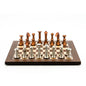 Dal Rossi Italy Chess Set Palisander / Maple Flat Board 40cm, With Metal Copper and silver Chessmen 80mm