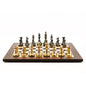 Dal Rossi Italy Chess Set Palisanders Maple Flat Board 50cm, With Very Heavy Brass Staunton Gold and Silver chessmen 110mm