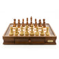 Dal Rossi Italy Walnut Chess Set 20" Brown and Box Wood Grain Finish 110mm Chess Pieces