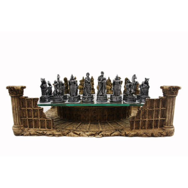 Dal Rossi Italy, Roman Colosseum Chest Set in Polyresin and Glass Board