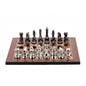 Dal Rossi Italy Chess Set with Diamond-Cut Titanium & Silver 85mm chessmen on a Walnut Shinny Finish Chess Board 16”