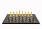 Dal Rossi Italy Chess Set Flat  Carbon Fibre Finish Board 50cm, With Queens Gambit Chessmen 90mm