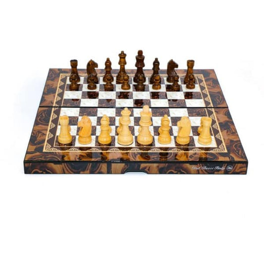 Dal Rossi Mosaic Finish Folding Chess Set, 16"